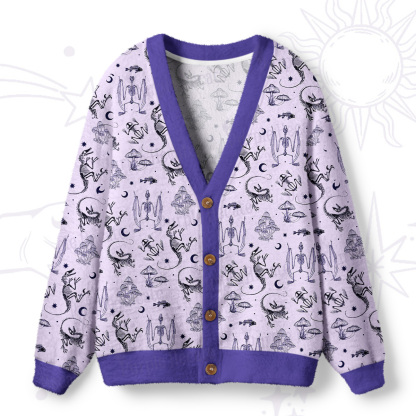 Purplehecate Prehistoric Fantasy Ugly Cardigan Sweaters