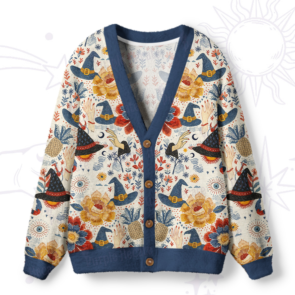 Purplehecate Witching Bloom Ugly Cardigan Sweaters