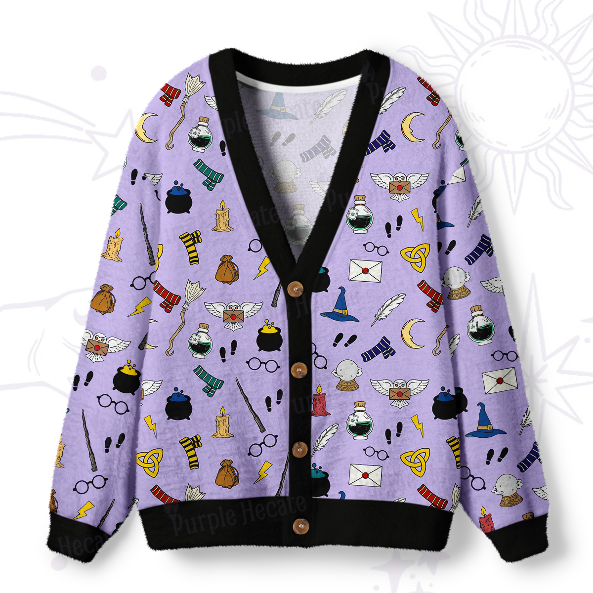 Purplehecate Wizard School Magic Ugly Cardigan Sweaters