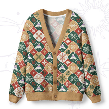 Purplehecate Retro Mothman Snowflake Ugly Cardigan Sweaters