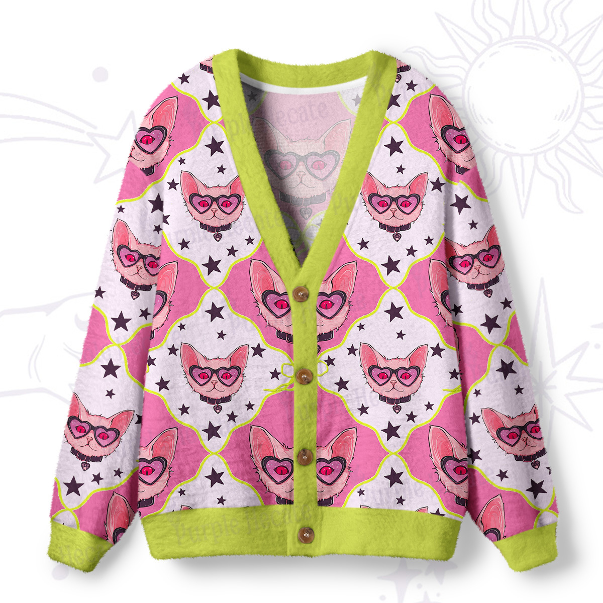 Magic Purplehecate Slightly Wicked Cat Ugly Cardigan Sweaters