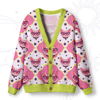 Purplehecate Slightly Wicked Cat Ugly Cardigan Sweaters
