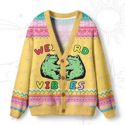 Purplehecate Weird Frog Vibes Ugly Cardigan Sweaters