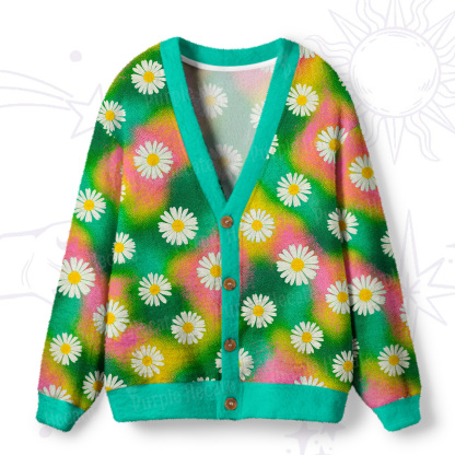 Purplehecate Enchanted Daisy Spring Romance Ugly Cardigan Sweaters