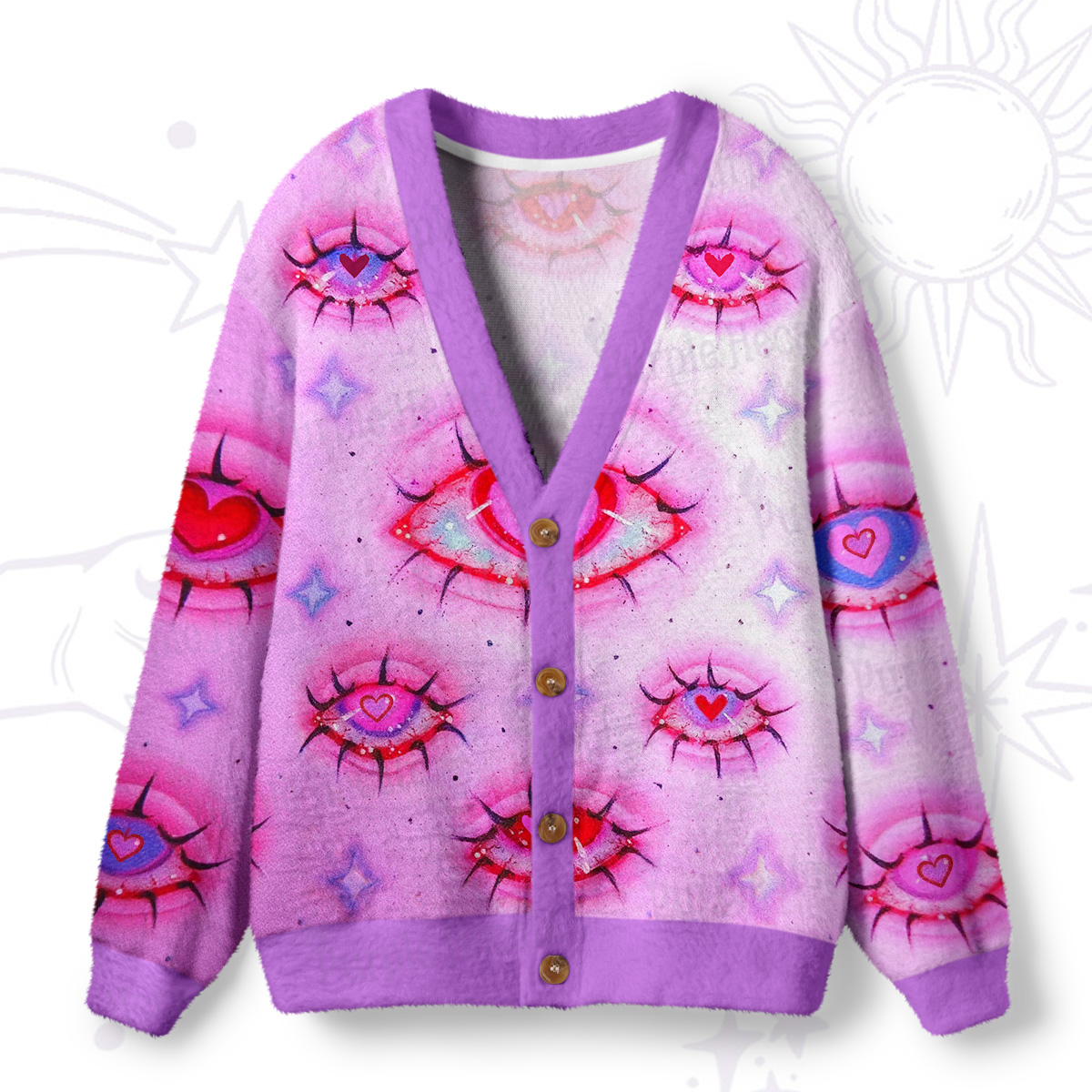Purplehecate Mystic Love-Eye Ugly Cardigan Sweaters