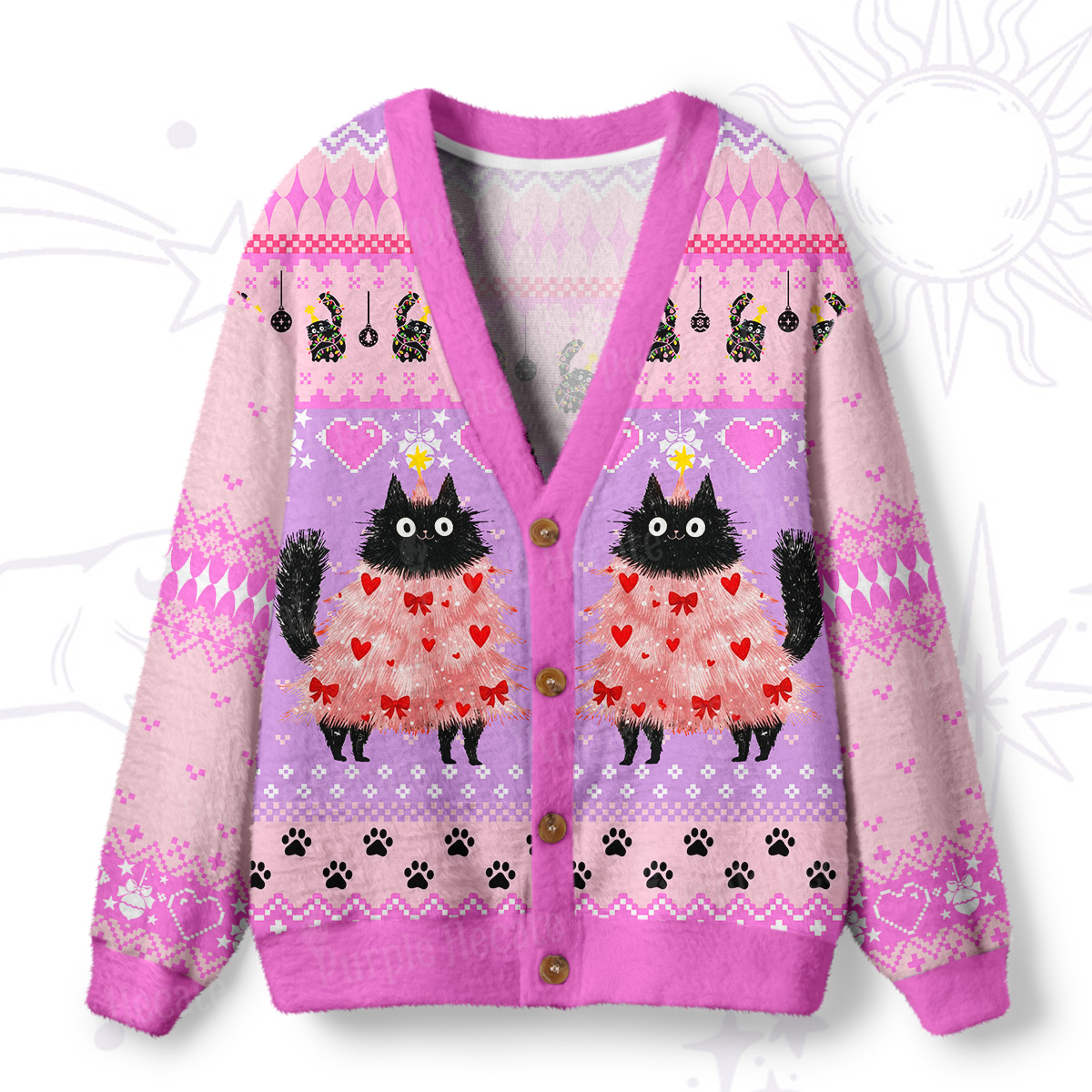 Purplehecate Funny Black Cat in Tree Ugly Cardigan Sweaters