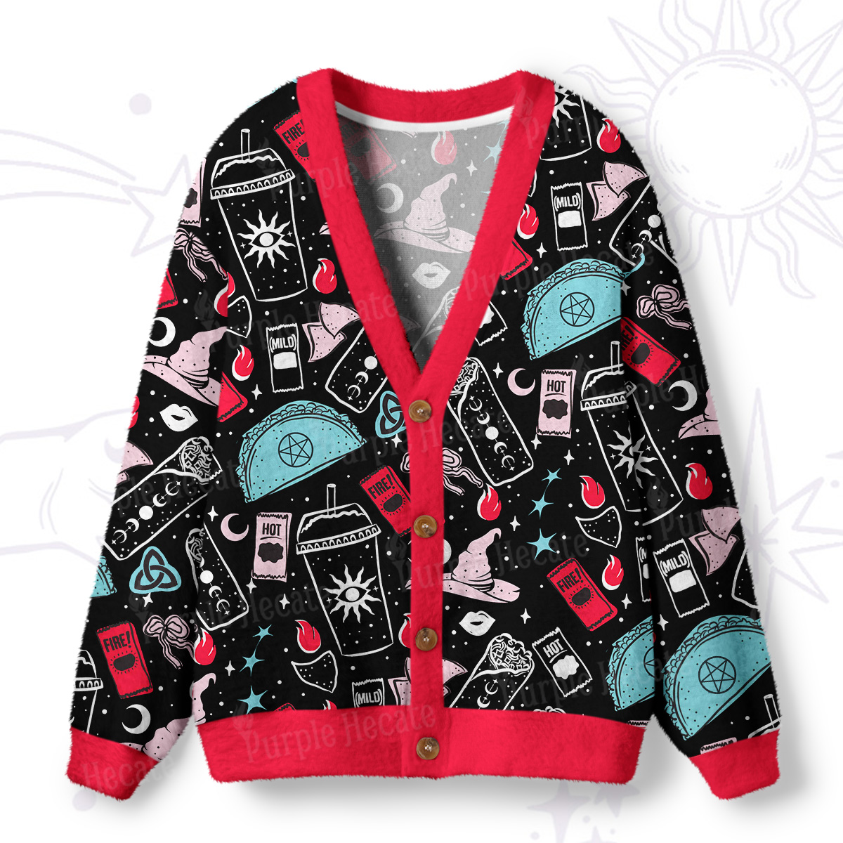 Purplehecate Dark Magic and Mystical Charm Ugly Cardigan Sweaters