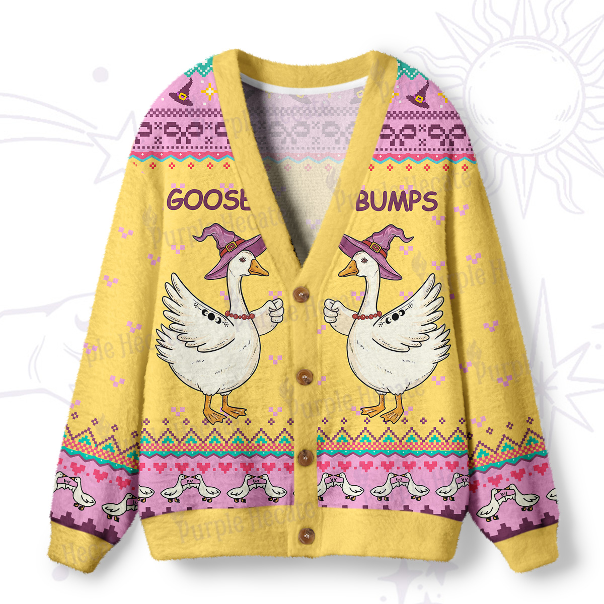 Purplehecate Goose Bumps Ugly Cardigan Sweaters