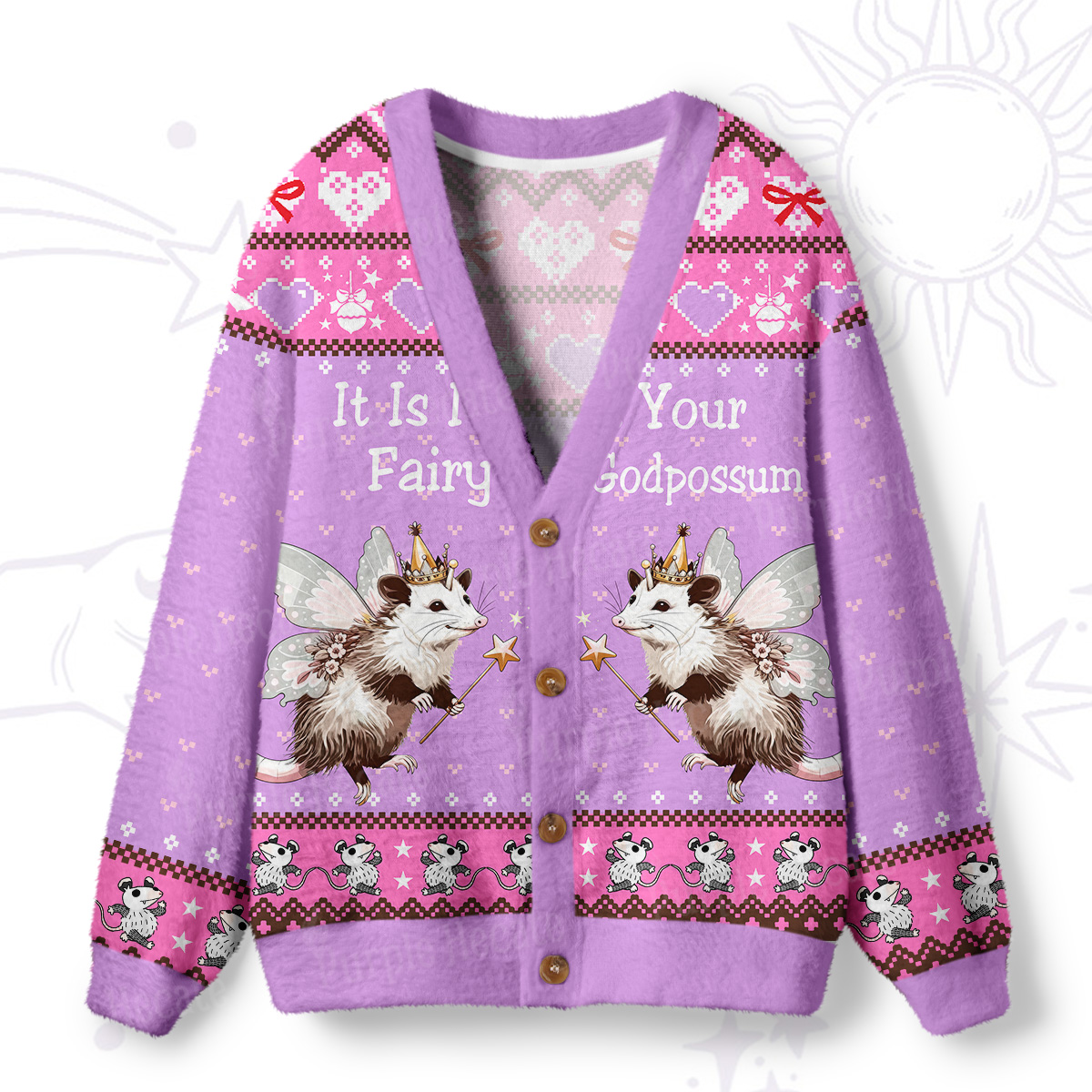 Purplehecate It Is I Your Fairy Godpossum Ugly Cardigan Sweaters