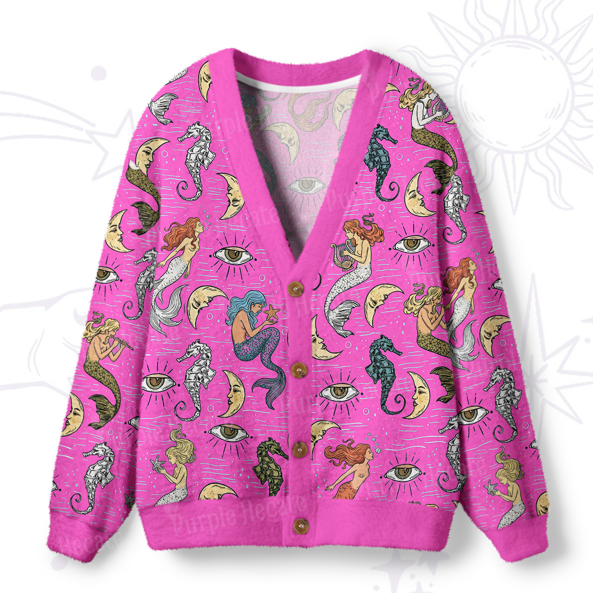Purplehecate Mermaid Magic Ugly Cardigan Sweaters