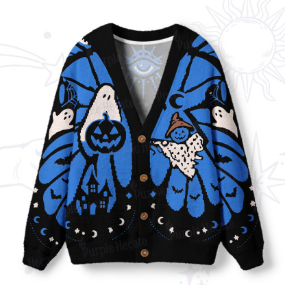 Purplehecate Haunted Pumpkin Patch Ugly Cardigan Sweaters
