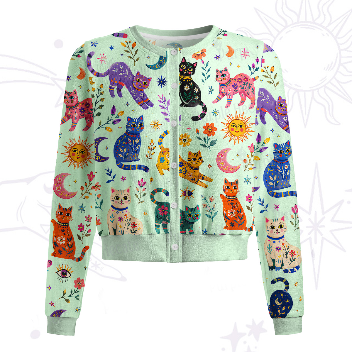 Purplehecate Rainbow Magic Cats Knit Cardigan