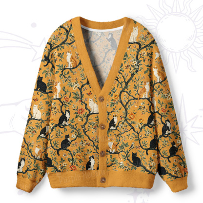 Purplehecate Enchanted Cat Grove Ugly Cardigan Sweaters