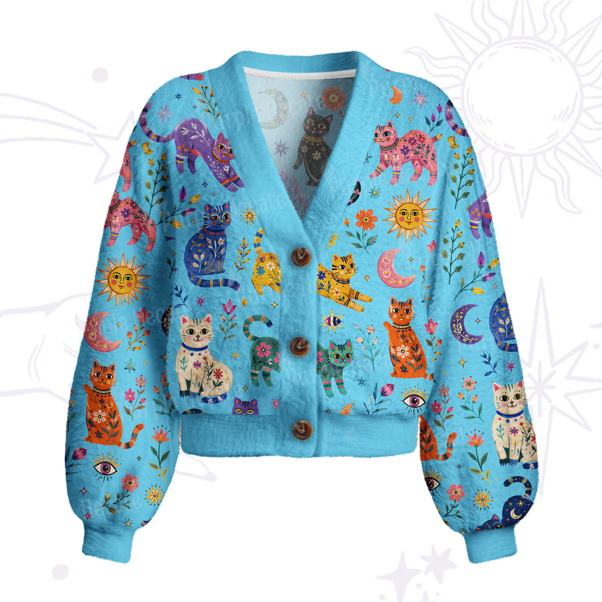 Purplehecate Rainbow Magic Cats Cardigan Sweaters