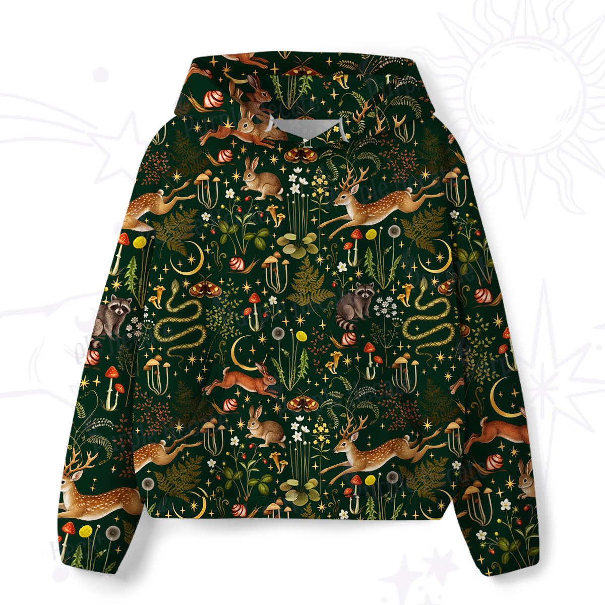 Purplehecate Enchanted Forest Animals All-Over Print Hoodie