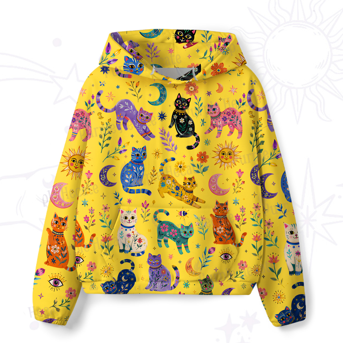 Purplehecate Rainbow Magic Cats All-Over Print Hoodie