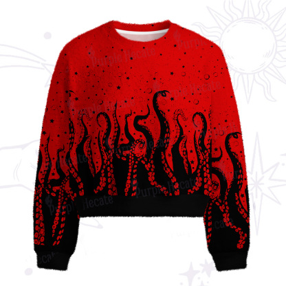 Purplehecate Tentacles of the Deep Fuzzy Crewneck Sweater