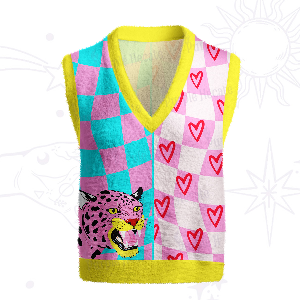 Purplehecate Savage Leopard Evil Eye Ugly Sweater Vest