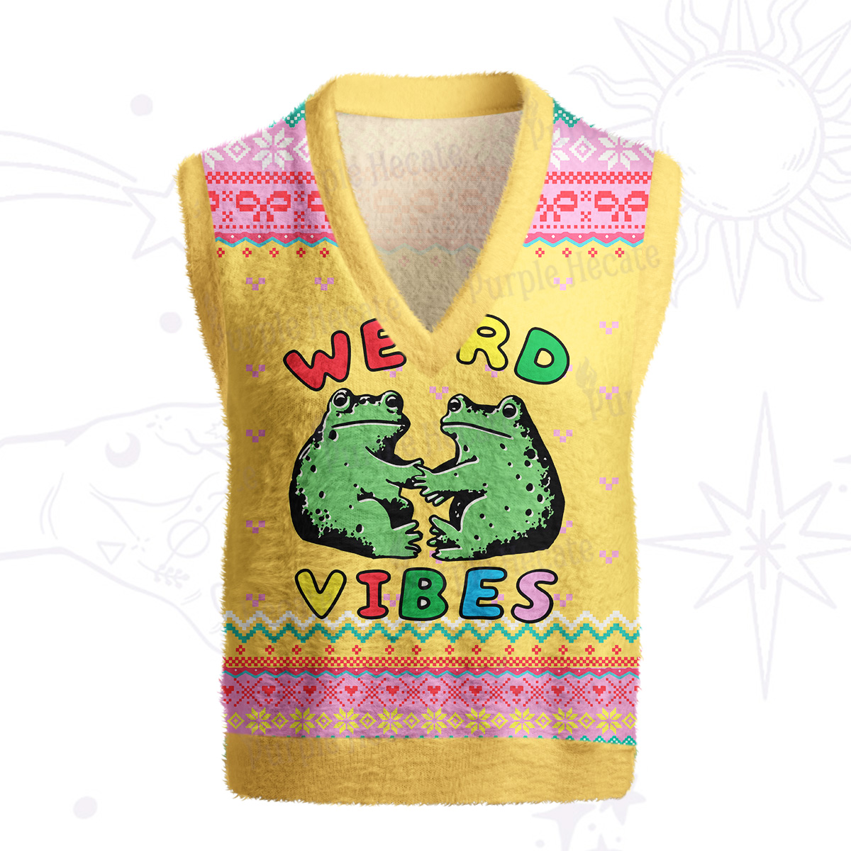 Purplehecate Weird Frog Vibes Ugly Sweater Vest