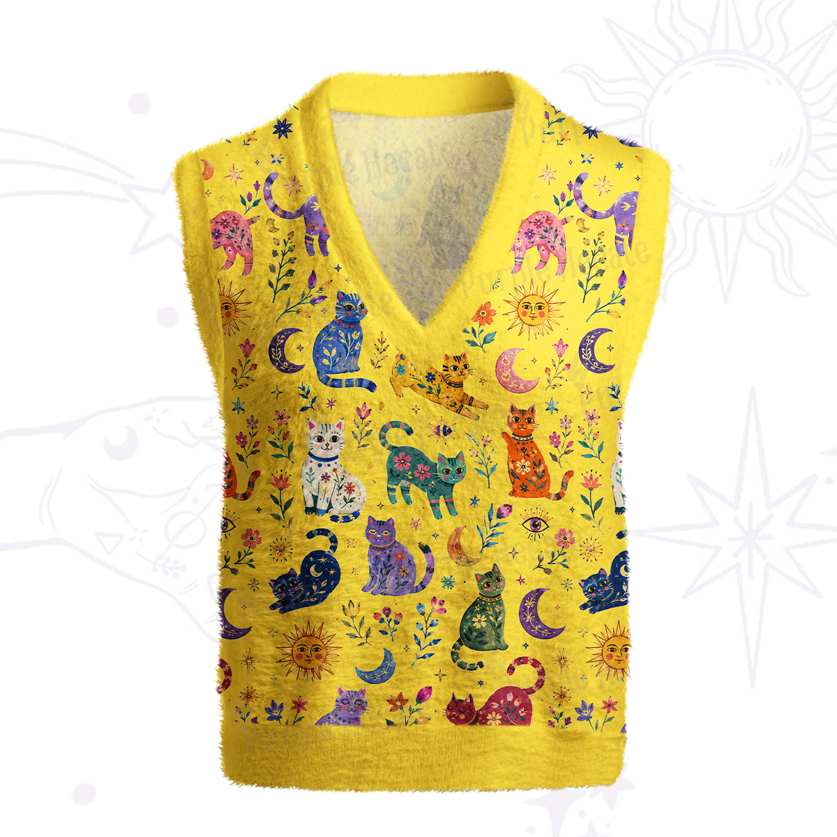 Purplehecate Rainbow Magic Cats Ugly Sweater Vest