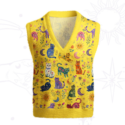 Purplehecate Rainbow Magic Cats Ugly Sweater Vest