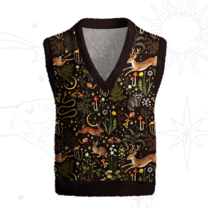 Purplehecate Enchanted Forest Animals Ugly Sweater Vest