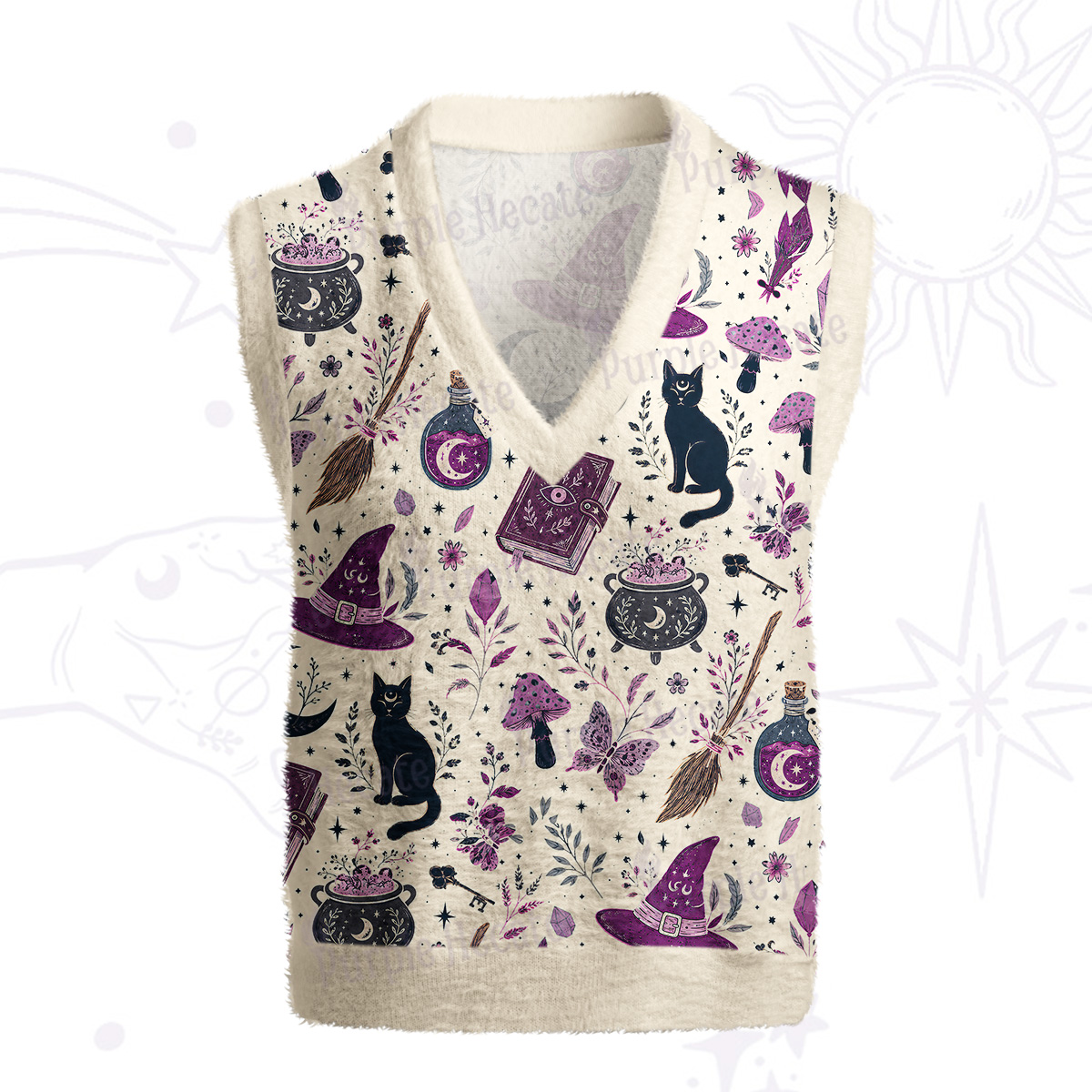 Purplehecate Witchcraft Spellbook Ugly Sweater Vest