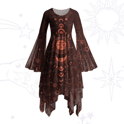 Purplehecate Lunar Eclipse Bell Sleeve Dress