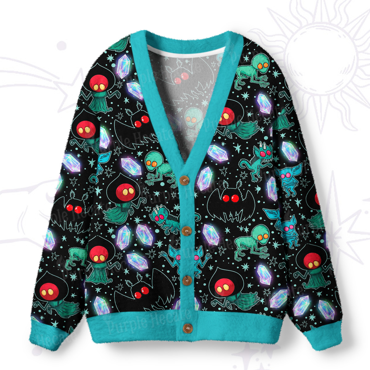 Purplehecate Dark Galaxy Creepy Mothman Ugly Cardigan Sweaters