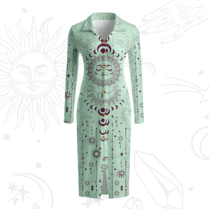 Purplehecate Lunar Eclipse Ribbed Knit Midi Dress