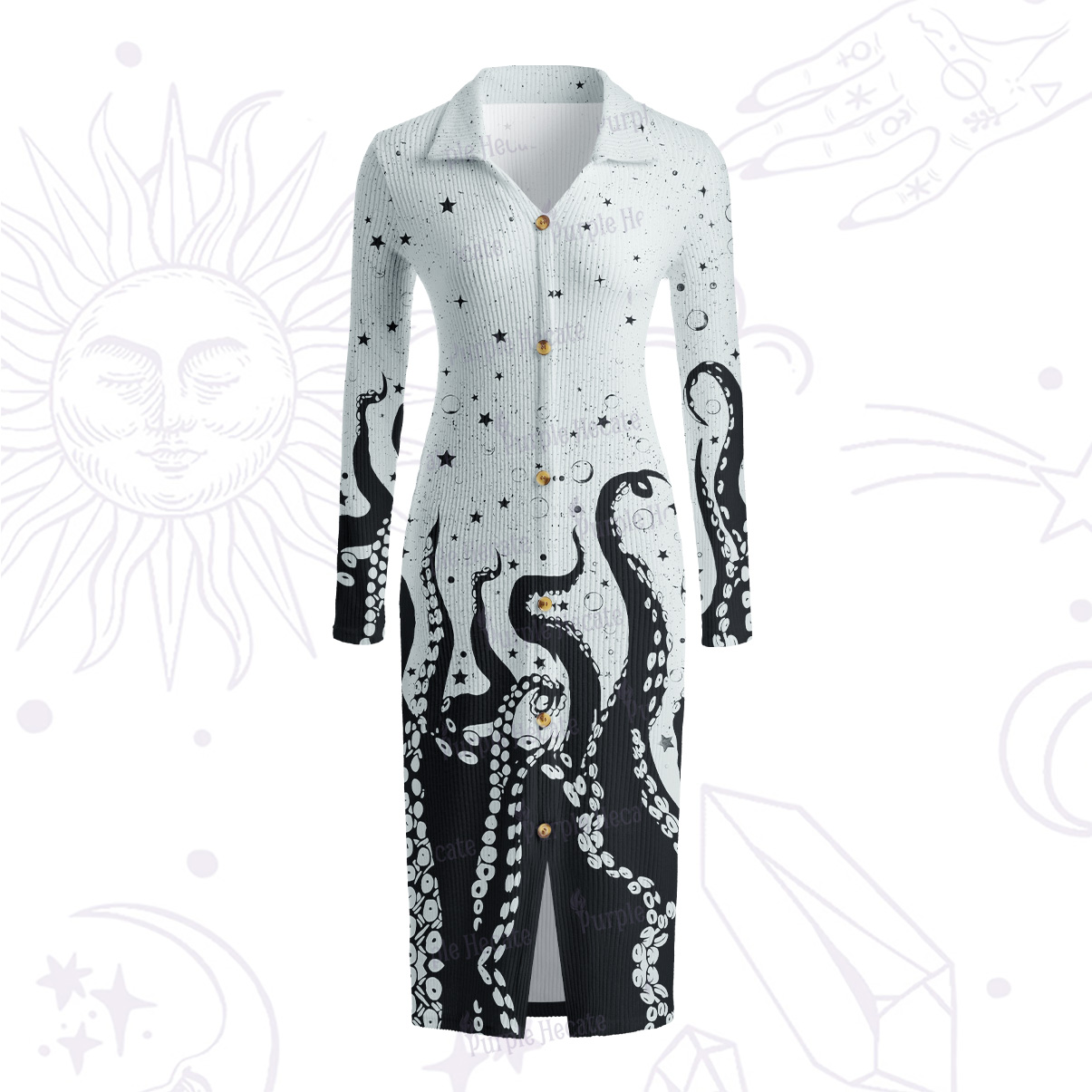Purplehecate Tentacles of the Deep Ribbed Knit Dress