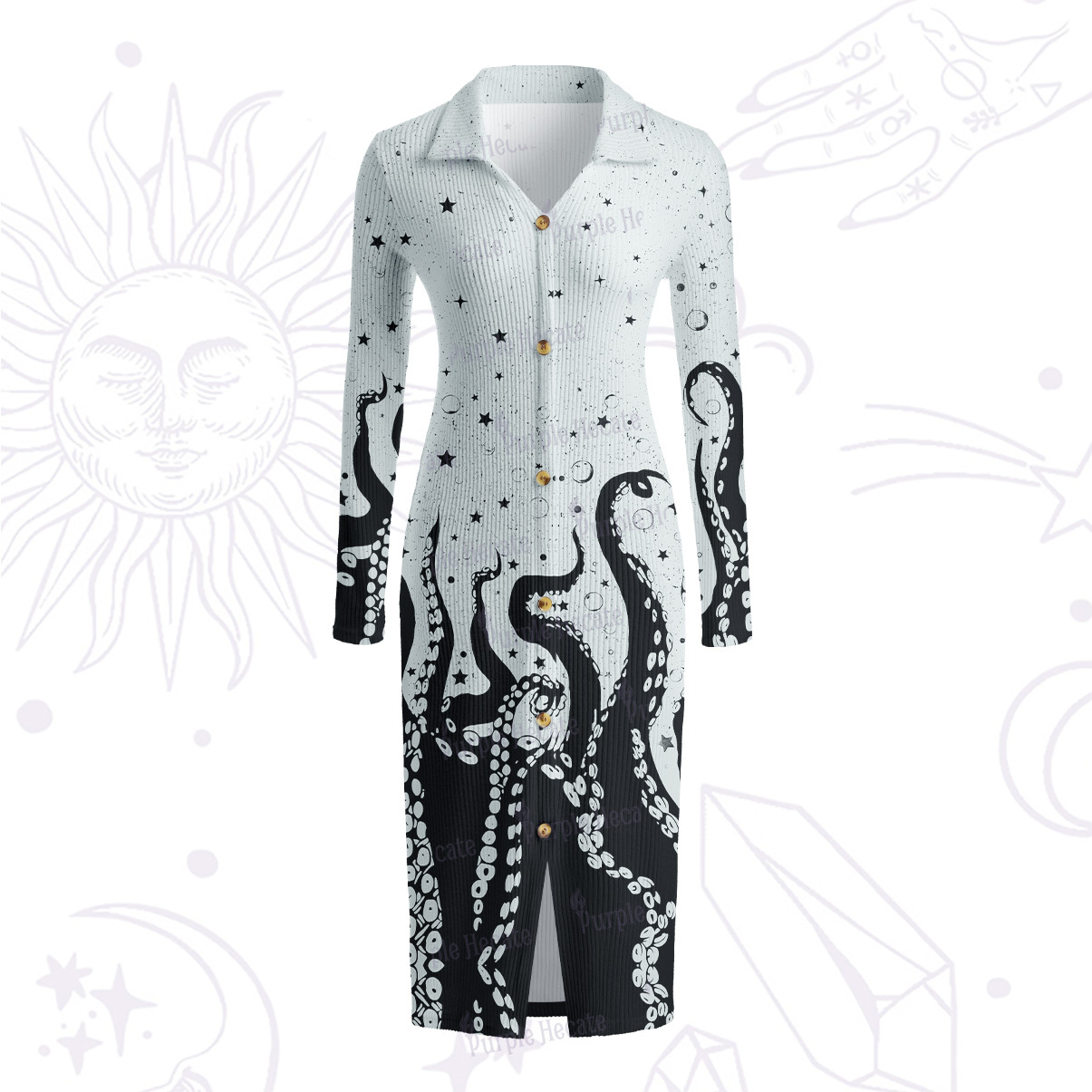 Purplehecate Tentacles of the Deep Ribbed Knit Dress