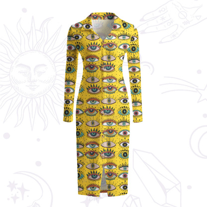 Purplehecate Evil Eye Pattern Ribbed Knit Dress
