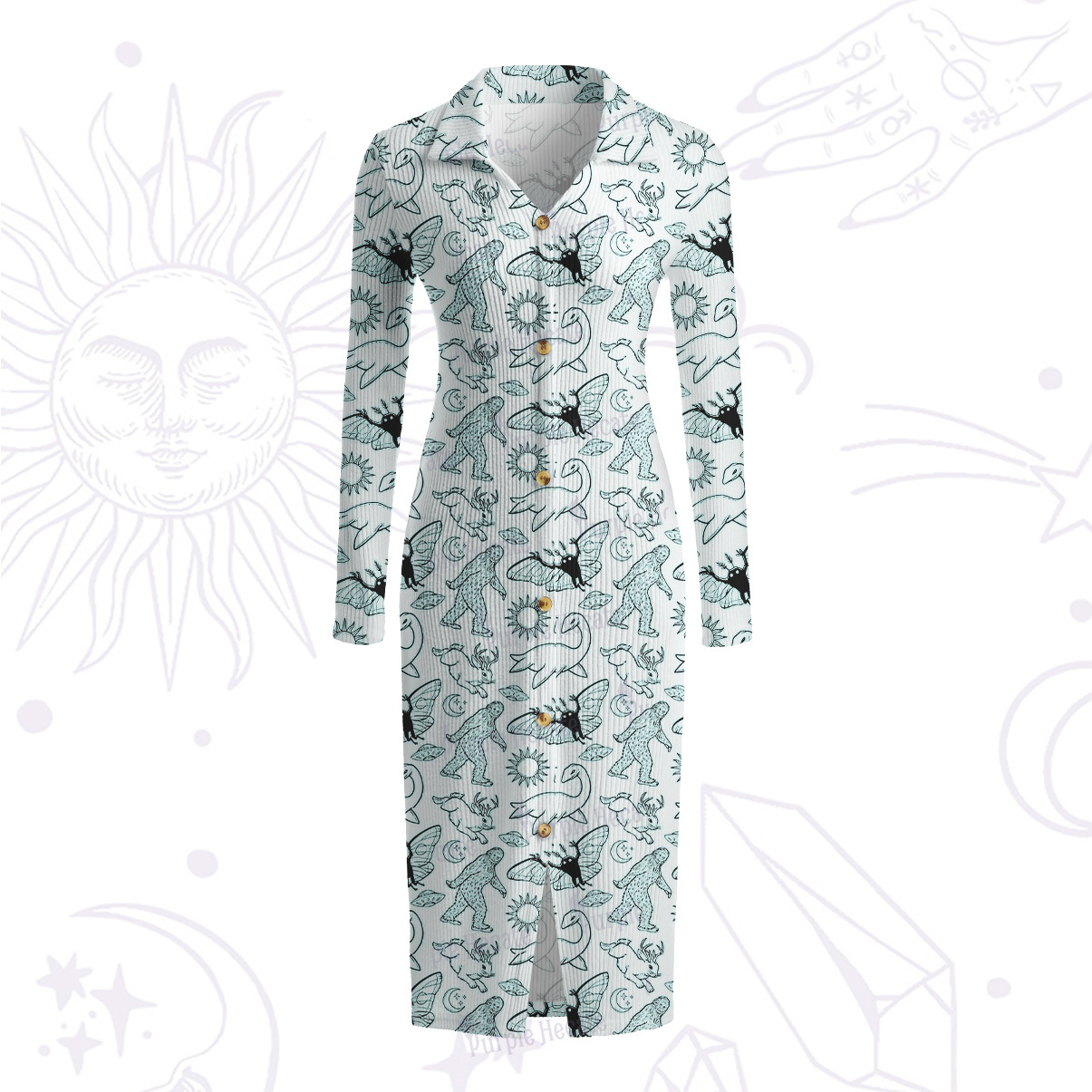 Purplehecate Cryptid Ribbed Knit Dress
