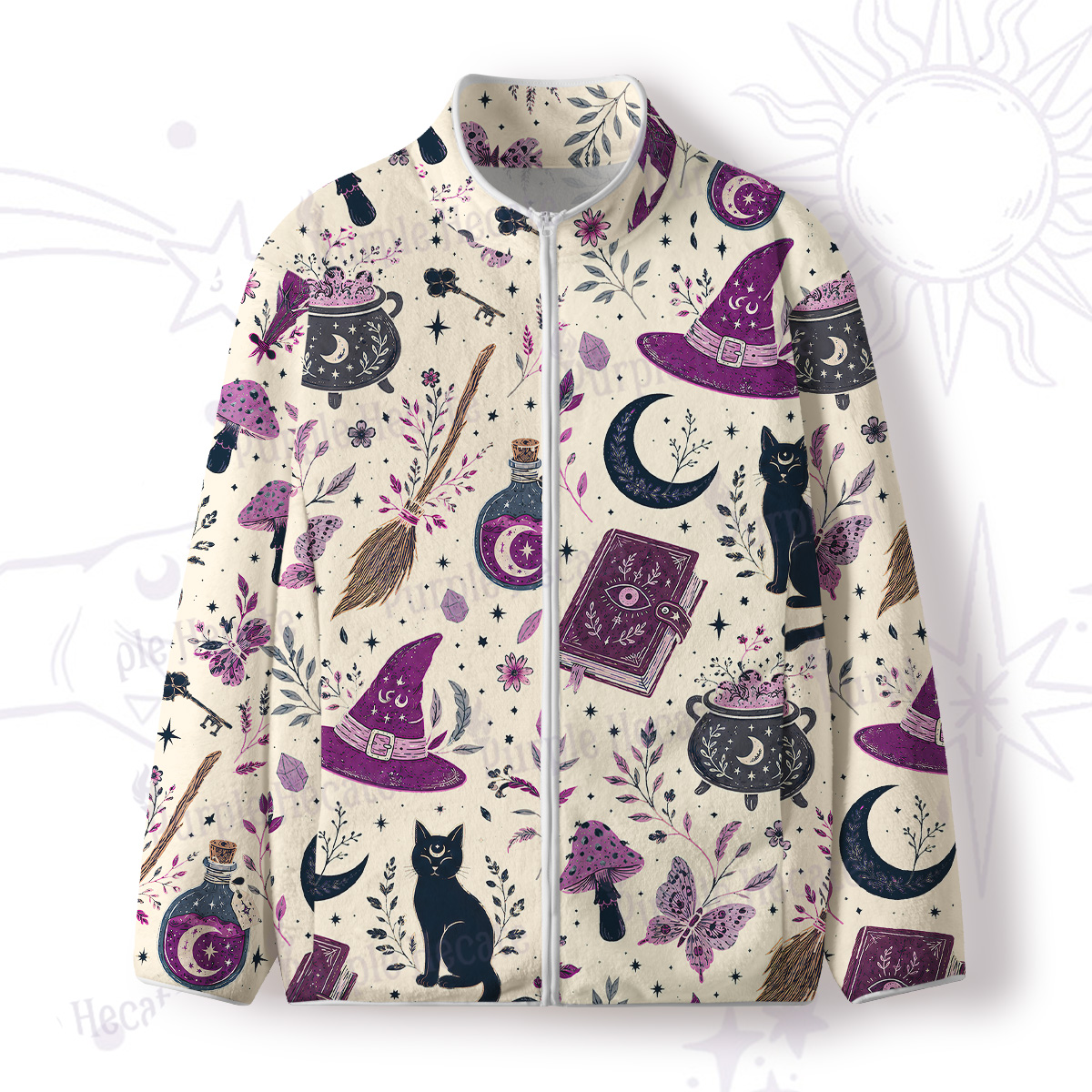 Purplehecate Witchcraft Spellbook Full Zip Fleece Jacket