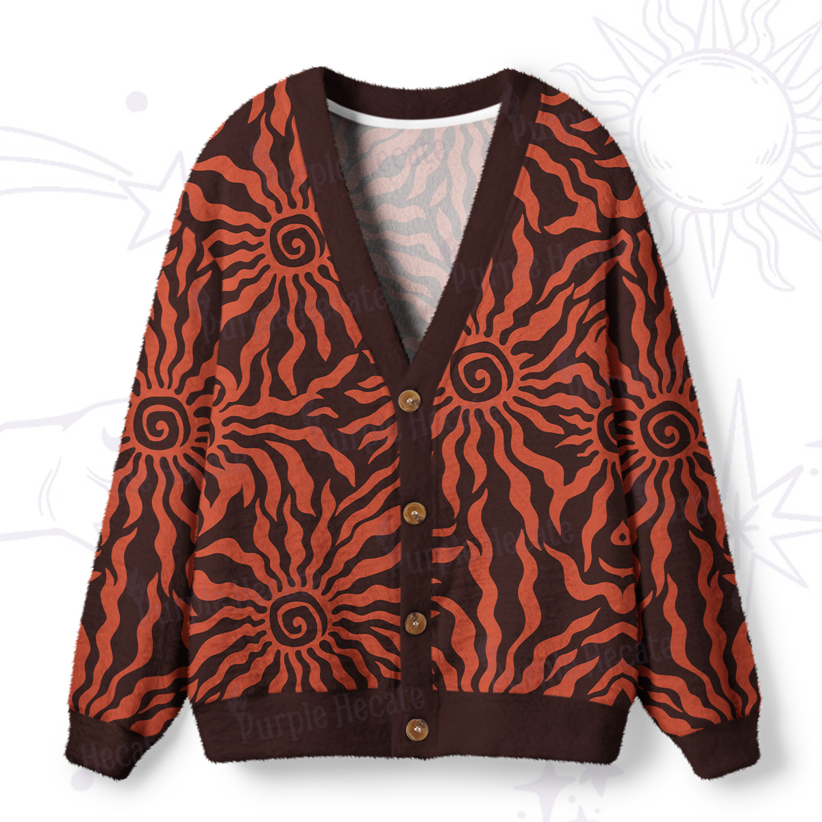 Purplehecate Solar Swirl Totem Strappy Ugly Cardigan Sweaters