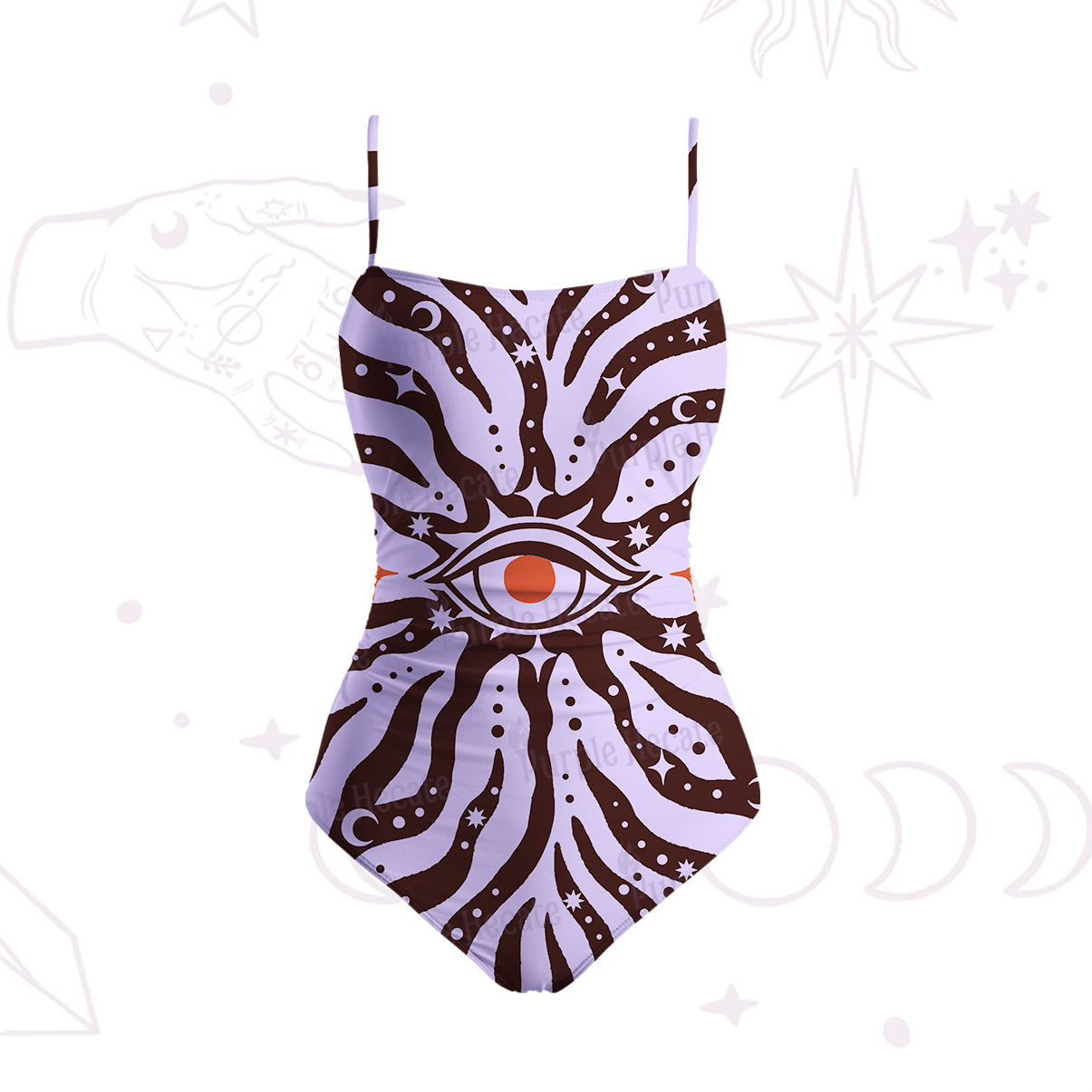 Purplehecate Green Vision Illusion Slim-Strap Swimsuit