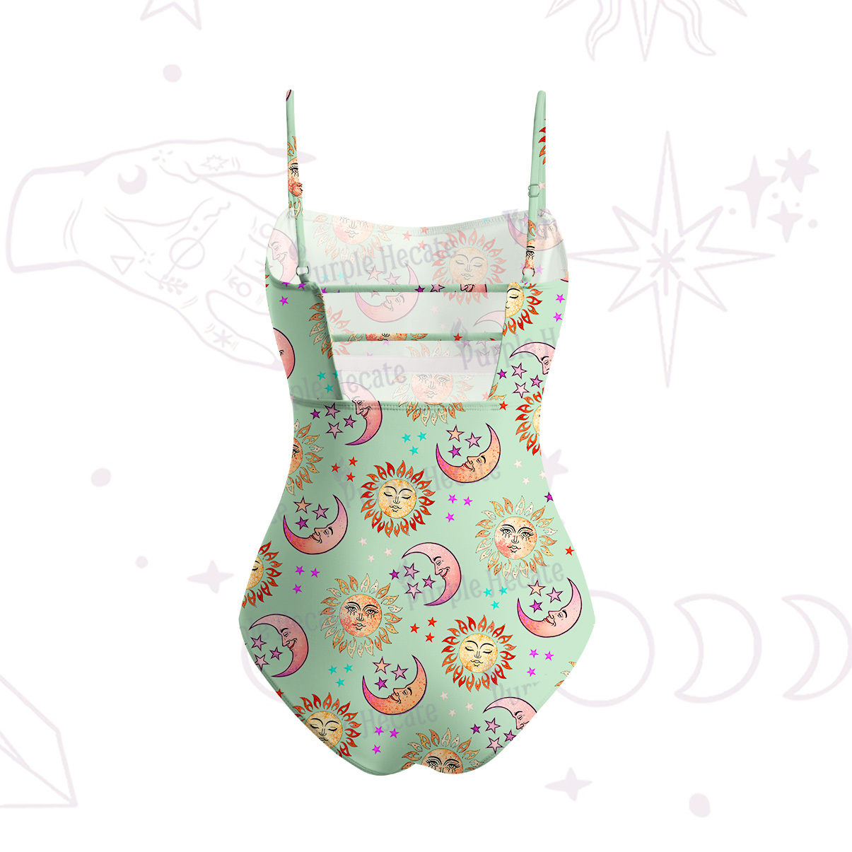 Purplehecate Dancing Suns and Lunar Dreams Slim-Strap Swimsuit