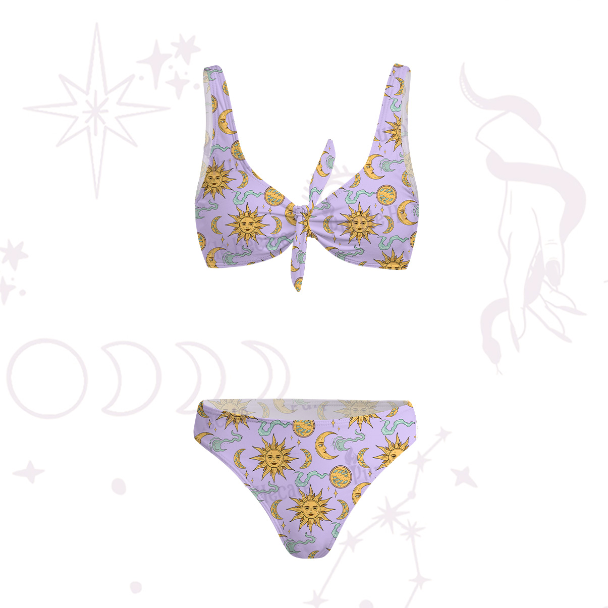 Purplehecate Magic of Sun and Moon Versa-Tie Two-Piece Swimsuit