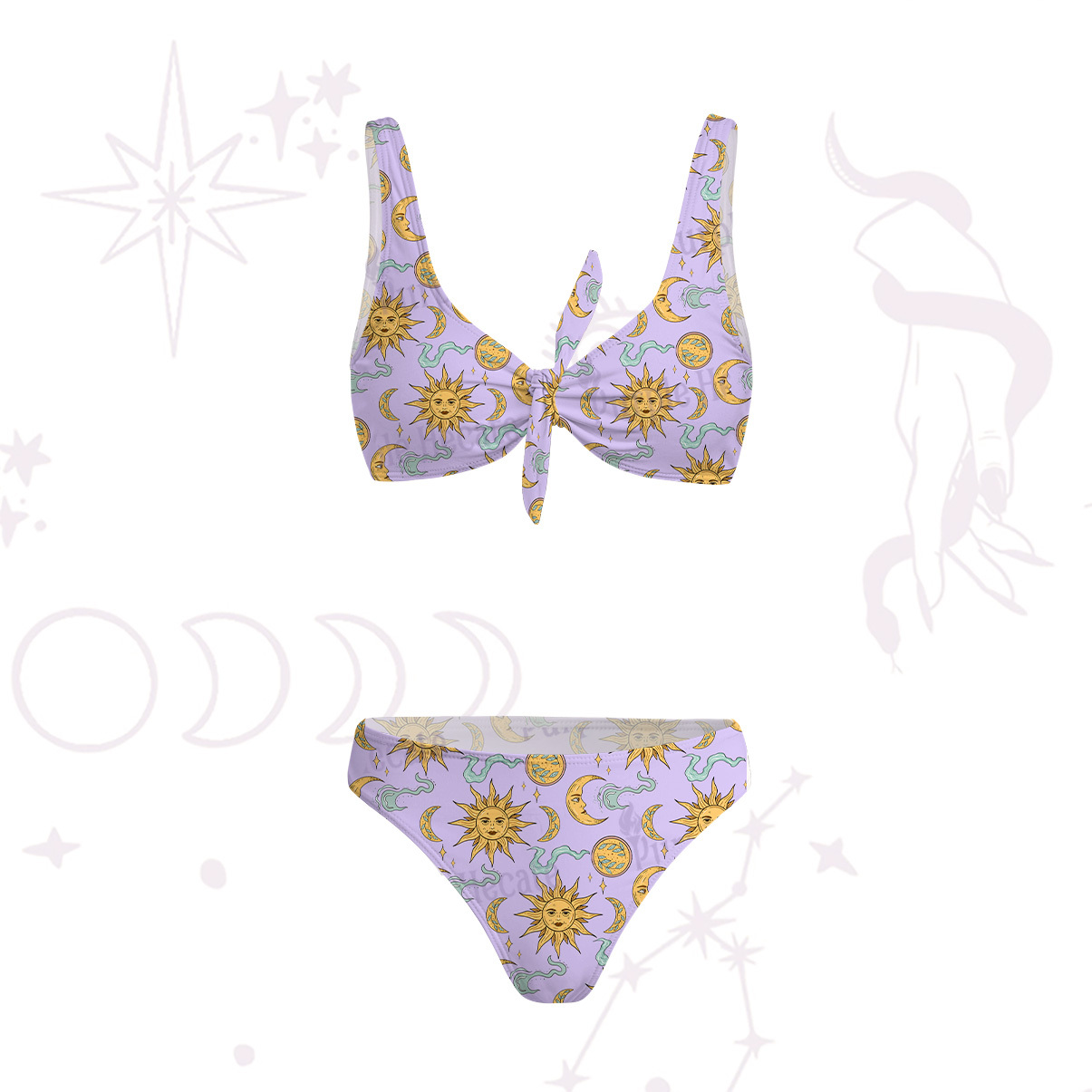 Purplehecate Magic of Sun and Moon Versa-Tie Two-Piece Swimsuit