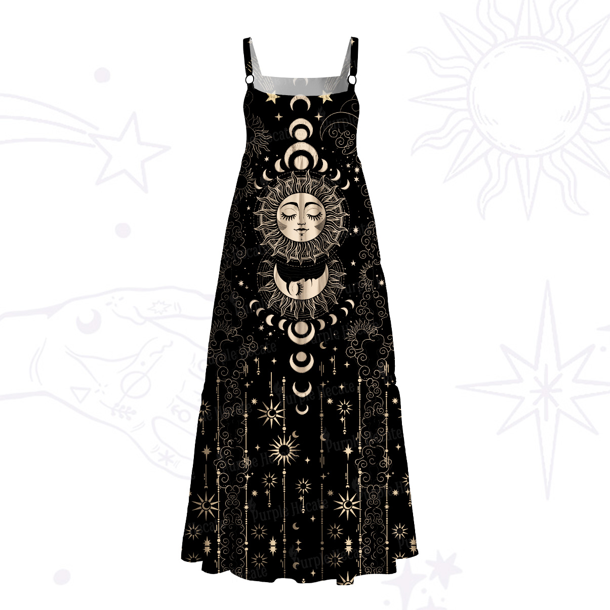 Purplehecate Lunar Eclipse Wide Straps Maxi Dress