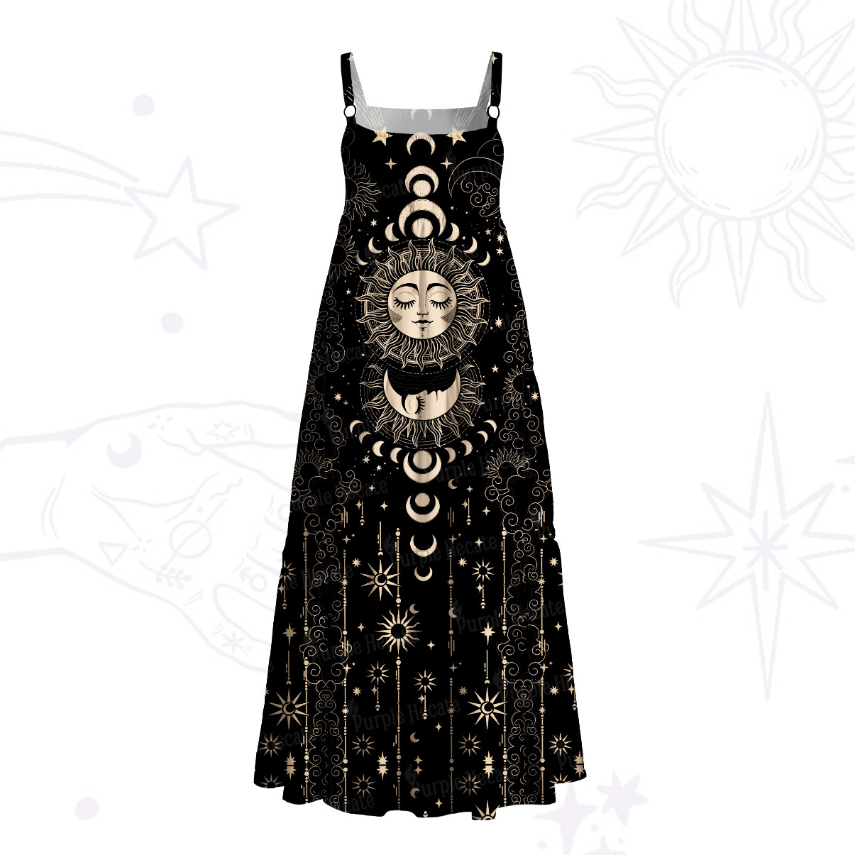 Purplehecate Lunar Eclipse Wide Straps Maxi Dress