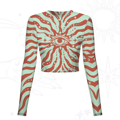 Purplehecate Green Vision Illusion Mesh Long Sleeve Crop Top