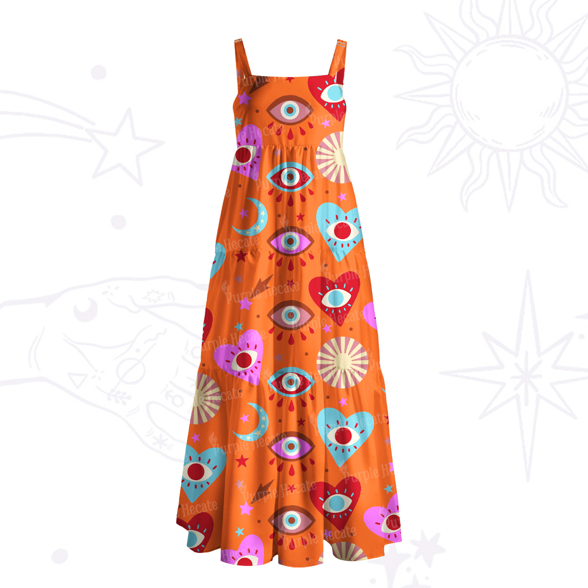 Purplehecate The Enchanted Eye of Love Wide Straps Maxi Dress