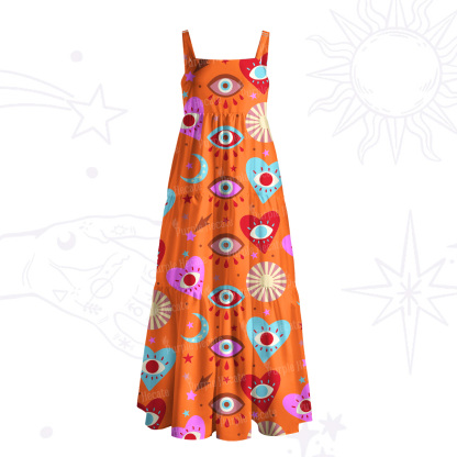 Purplehecate The Enchanted Eye of Love Wide Straps Maxi Dress