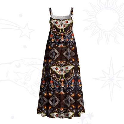 Purplehecate Mystical Moth Wide Straps Maxi Dress