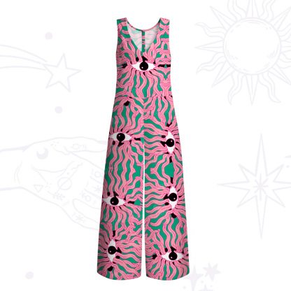 Purplehecate Psychedelic Wave Eyes Wide Leg Jumpsuit