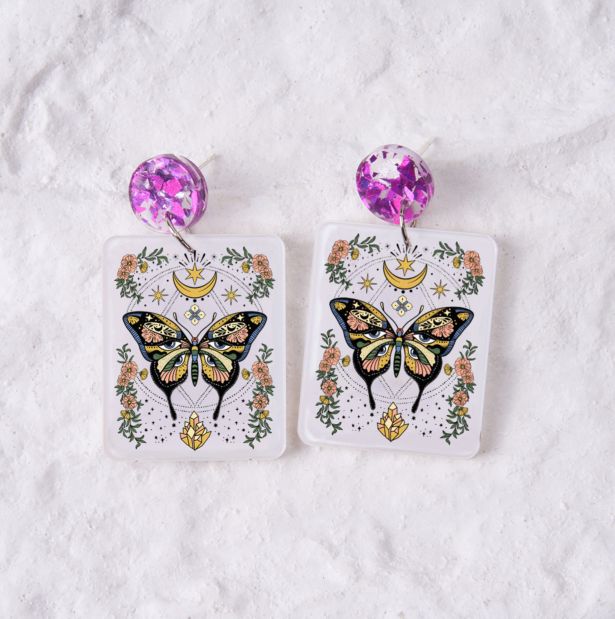 Purplehecate I Am Opening Acrylic Earrings