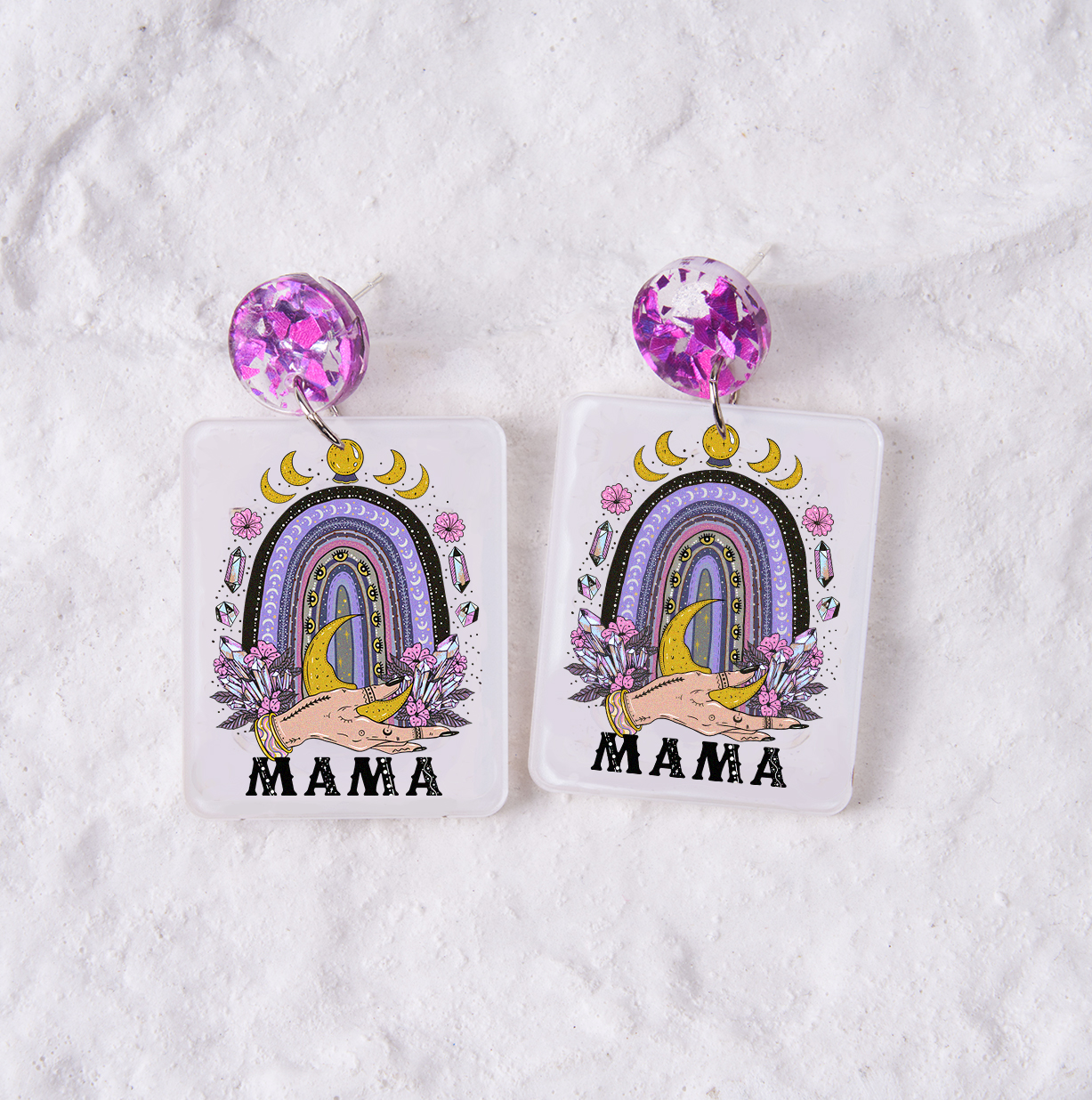 Purplehecate Gothic Mama Rainbow Acrylic Earrings