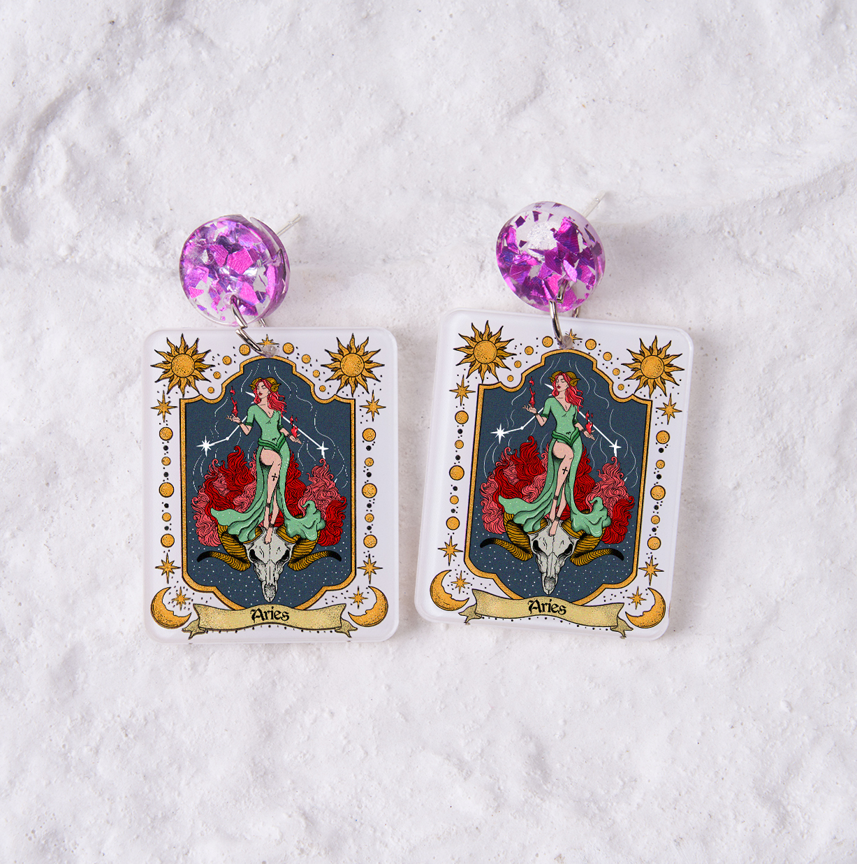 Purplehecate Aries Zodiac Acrylic Earrings